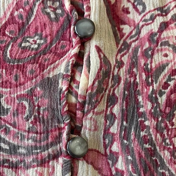 Banana Republic Pink Paisley Ruffle Button-Up Blouse - Picture 4 of 4